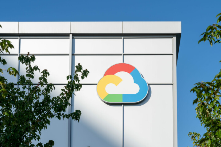 Google Cloud logo on the building in Sunnyvale, California, USA - June 8, 2023. Google Cloud Platform, offered by Google, is a suite of cloud computing services.